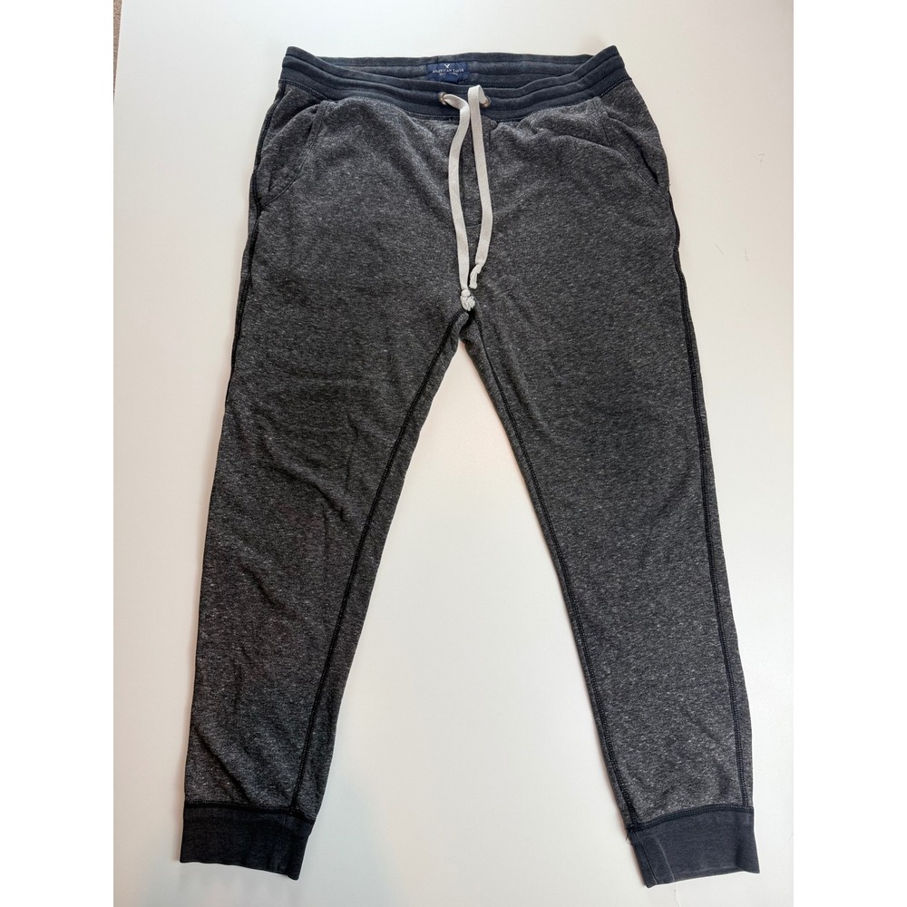 American Eagle Mens Jogger Sweatpants Charcoal Gray Heather Slim Fleece Large‎ L